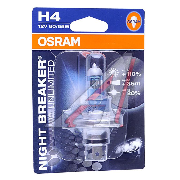 Лампа OSRAM H4 60/55W P43t-38 +110% NBR (блистер) 12V (64193NBU-бл) (5). Артикул: