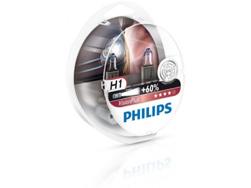 Лампа PHILIPS H1 55W +60% Vision Pius (10). Артикул: 12258VPS2