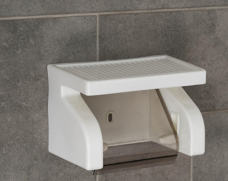 Фото №1 - Держатель для туалетной бумаги с полочкой 18×11,5×12 см, цвет белый. Артикул: 3090415