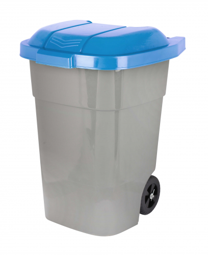 Фото №1 - Бак для мусора 65л (на колесах)(серо-синий) (уп.1). Артикул: М4664