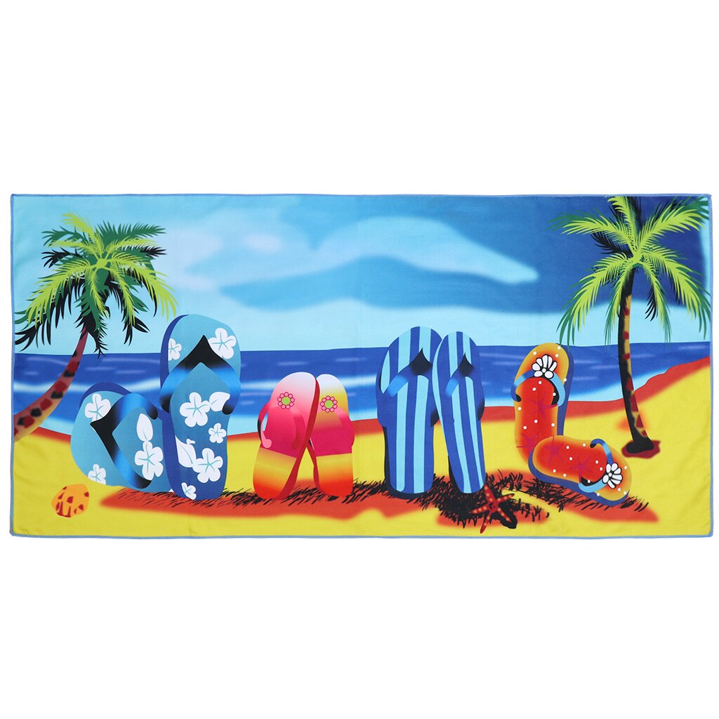  Фото №1 - Полотенце пляжное 70х140 см, 100% полиэстер, цветное, Сланцы, синее. Артикул: Y9-306