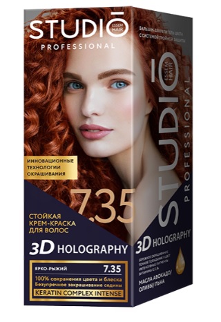  Фото №1 - Краска для волос СТУДИО №7.35 Ярко-рыжий 50/50/15мл/Студио. Артикул: