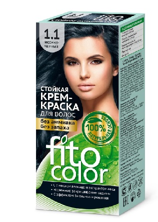  Фото №1 - Краска стойкая для волос Fitocolor тон 1.1 Иссиня-черный 115мл. Артикул: