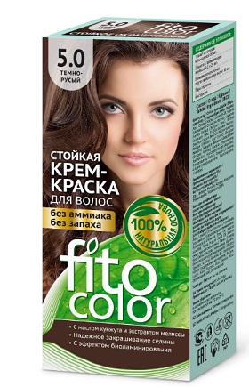  Фото №1 - Краска стойкая для волос Fitocolor тон 5.0 Темно-русый 115мл. Артикул: