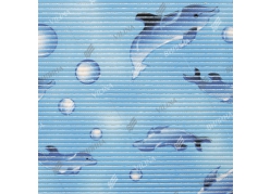  Фото №1 - Коврик напольный АКВАМАТ в рулоне 15м из всп ПВХ 0,65х1м (дельфины на голубом). Артикул: 67160/ 7017С