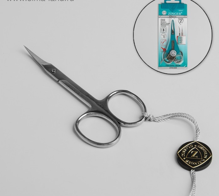  Фото №1 - Ножницы маникюрные, загнутые, 9,5 см, на блистере, цвет серебристый, В-128-S-SH. Артикул: 3671051