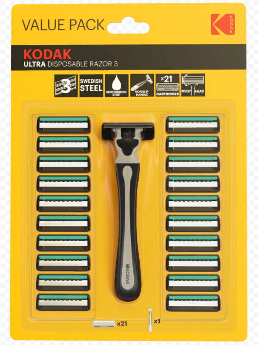  Фото №1 - Станок Kodak Disposable Razor Ultra 3 Value pack мужской 3 лезвия 21 смен кассета . Артикул: