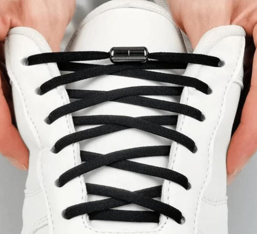  Фото №1 - Шнурки для обуви с фиксатором эластичные, черные. Артикул: 105165