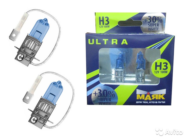 Лампа МАЯК H3 100W Pr22s 12V Super White +30% (82350SW+30) (5). Артикул: