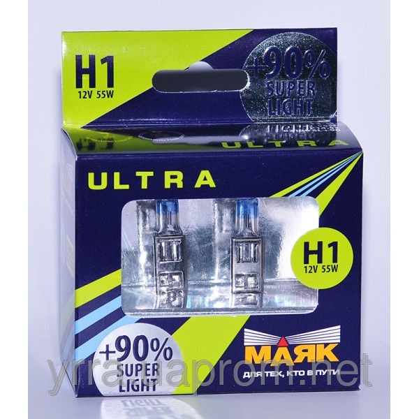 Лампа МАЯК H1 100W Pr14.5s 12V Super Light +90% (82150SL+90) (5). Артикул: