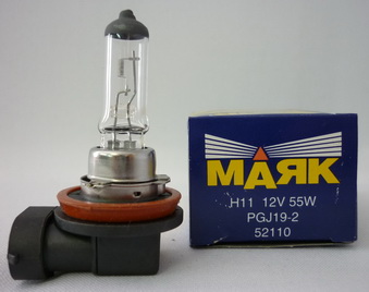 Лампа МАЯК H11 55W PGJ19-2 12V (52110) (10). Артикул: