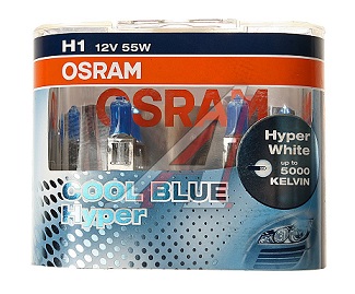 OSRAM Лампа H1 55W P14.5s 12V COOL BLUE HIPER 5000K (EUROBOX -2 шт) (62150CBH2) (5). Артикул: 62150CBH2