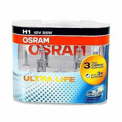  Фото №1 - Лампа OSRAM H1 55W P14.5s 12V ULTRA LIFE (EUROBOX -2 шт) (64150ULT2) (5). Артикул:
