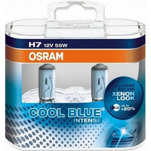Превью-фото №1 - OSRAM Лампа H7 55W PX26d 12V +20% COOL BLUE INTENSE 4200K (EUROBOX -2 шт) (5). Артикул: 64210CBI2