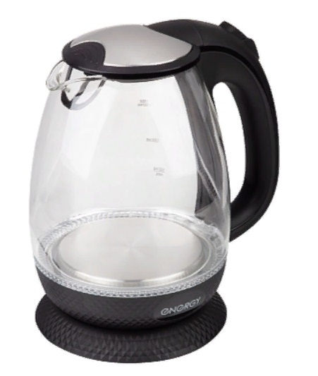  Фото №1 - Электрический чайник ENERGY E-250 (1,7 л) стекло, пластик цвет черный. Артикул: 007122