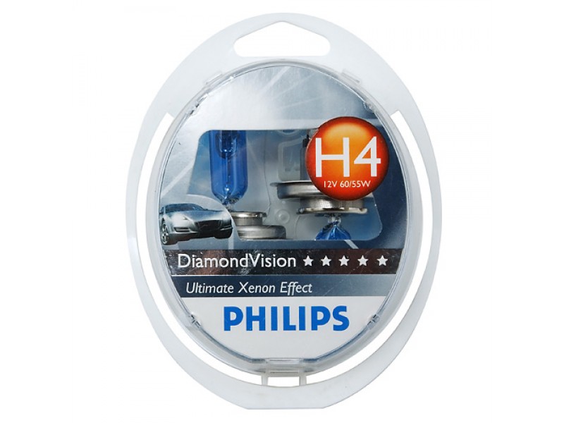 Лампа PHILIPS H4 60/55W P43t-38 12V Diamond Vision 5000K (12342DV-2) (5). Артикул: