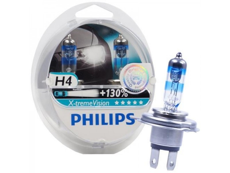Лампа PHILIPS H4 60/55W P43t-38 12V +130% X-treme vision (12342XV+S2) (5). Артикул: