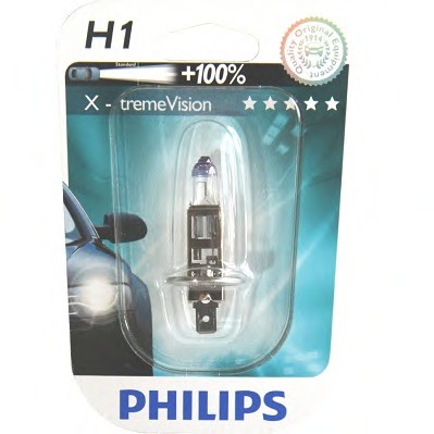  Фото №1 - Лампа PHILIPS H1 55W +100% P14.5s X-trem vision (12258XV+В1) (5). Артикул: