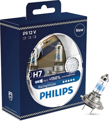PHILIPS Лампа H7 55W PX26d +150% Racing vision (5). Артикул: 12972RVS2