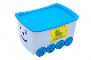 Контейнер для игрушек Гусеница голубой (крышка желт или зелен). Артикул: Элластик Оз