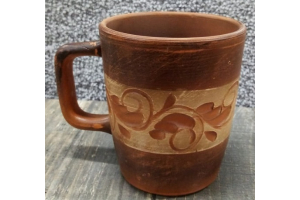 Чашка цилиндр малая Ангоб(60). Артикул: Красная глина