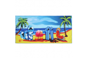 Полотенце пляжное 70х140 см, 100% полиэстер, цветное, Сланцы, синее. Артикул: Y9-306