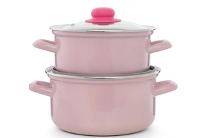 Набор посуды розово-сиреневый 2.0+3.0 л . Артикул: ЭТ-72609