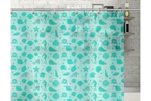 Штора для ванной комнаты 180х180 см `Ракушки`, цвет зеленый . Артикул: 1534657