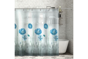 Штора для ванной (Синие маки) 180x200 1440. Артикул: EVA1040