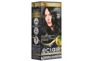 Стойкая крем краска для волос «3D»ECLAIR , тон 1.0 Королевский черный . Артикул: 322612