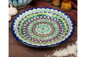 Тарелка Риштанская Керамика "Цветы", 27 см, синий . Артикул: 2741428