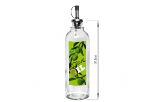 Бутылка цилиндр для масла с мет. дозатором, Natural extra virgin olive oil с зел полосками, 330 мл, . Артикул: 01910-00519