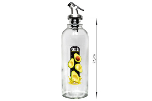 Бутылка цилиндр для масла с мет. дозатором, Oil collection с авокадо, 500 мл, стекло. Артикул: 02010-00527