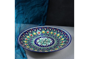 Ляган "Цветы", 41 см, синий Риштанская Керамика . Артикул: 1598820