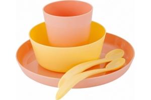 Набор детской посуды Lalababy Follow Me (тарелка, миска, стакан, 2 ложки) персик.карамель . Артикул: LA160012040