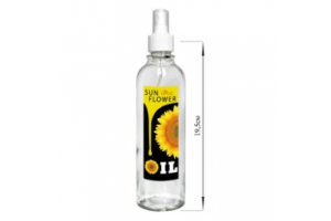 Бутылка цилиндр с кнопочным дозатором для масла/соусов, Sun flower oil черн-желт, 330 мл, стекло. Артикул: 01950-00825
