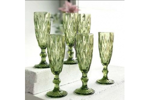 Набор бокалов для шампанского 180мл (6шт)зеленый. Артикул: 2-19
