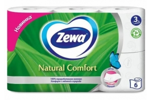 Туалетная бумага ZEWA NATURAL COMFORT 3-СЛ.6ШТ. Артикул: