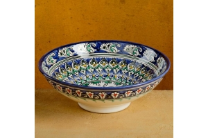Супница Риштанская Керамика "Цветы", 25 см, синяя . Артикул: 6756785