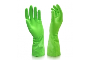 Перчатки латексные Malibri с хлопковым напылением "Универсальные" Зелёные Размер: L. Артикул: Малибри