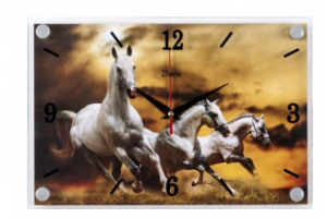 Часы настенные "Белые кони" . Артикул: 2030-01 (10)