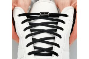 Шнурки для обуви с фиксатором эластичные, черные. Артикул: 105165