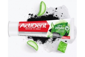 Зубная паста отбеливающая "Уголь и Алоэ вера" Ultra White 100 г. Артикул: Актив