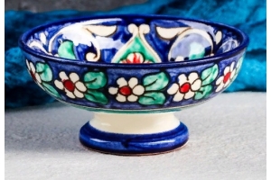 Конфетница Риштанская Керамика "Цветы", 12 см, синяя . Артикул: 2245464