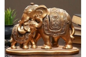 Копилка "Слон со слоненком" бронза, 15х32см . Артикул: 3869784
