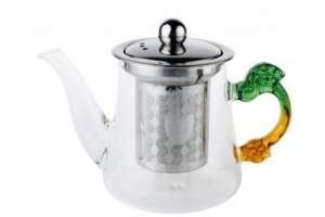 Заварочный чайник 0,4л мет/сито термостойкое стекло [ДЛИННЫЙ НОСИК] МС304. Артикул: AST-006-H-405