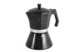 Кофеварка гейзерная 450мл (9 порций) из алюминия с широким индукционным дном (черный мрамор). Артикул: 101106