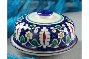 Масленка Риштанская Керамика "Цветы", 13 см, синий . Артикул: 1910825