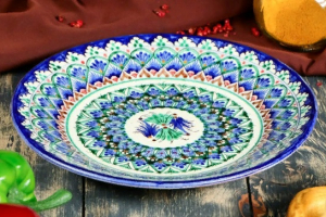 Тарелка Риштанская Керамика "Узоры", 22 см, синяя . Артикул: 1573763