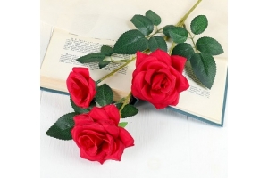 Цветы искусственные "Роза тройная" 6х61 см, красный . Артикул: 4301722